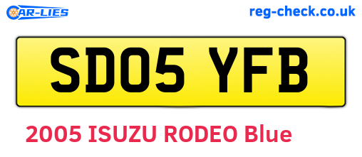 SD05YFB are the vehicle registration plates.