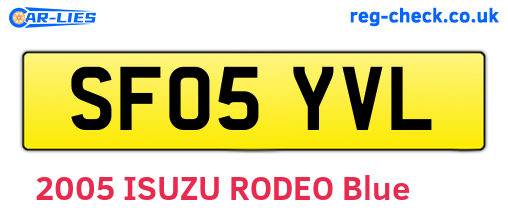 SF05YVL are the vehicle registration plates.