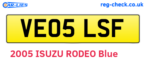 VE05LSF are the vehicle registration plates.