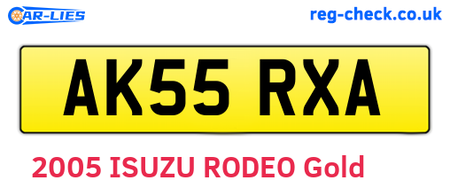 AK55RXA are the vehicle registration plates.