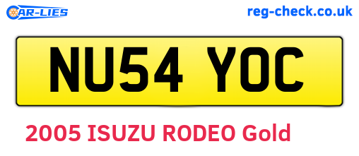 NU54YOC are the vehicle registration plates.