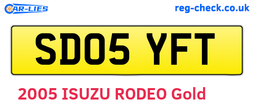 SD05YFT are the vehicle registration plates.