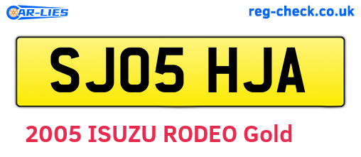 SJ05HJA are the vehicle registration plates.