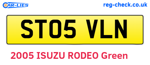 ST05VLN are the vehicle registration plates.