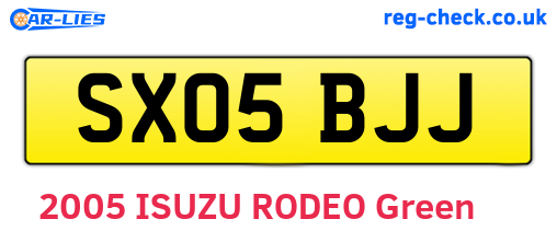 SX05BJJ are the vehicle registration plates.