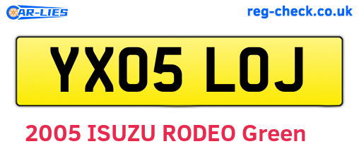 YX05LOJ are the vehicle registration plates.