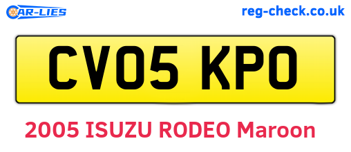CV05KPO are the vehicle registration plates.