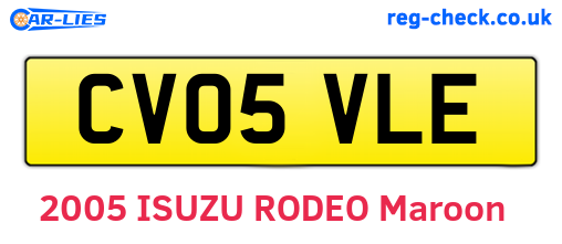 CV05VLE are the vehicle registration plates.
