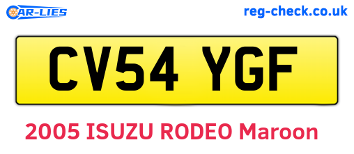 CV54YGF are the vehicle registration plates.