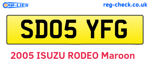 SD05YFG are the vehicle registration plates.