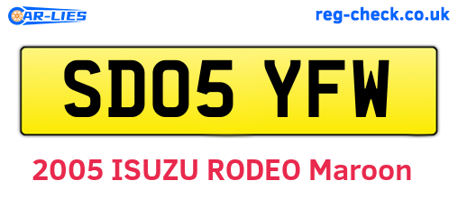 SD05YFW are the vehicle registration plates.