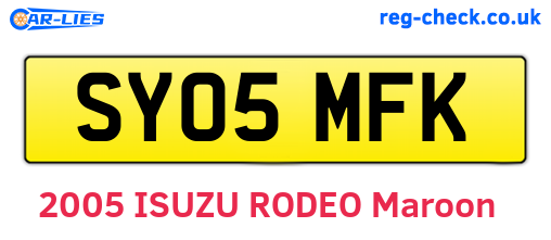 SY05MFK are the vehicle registration plates.