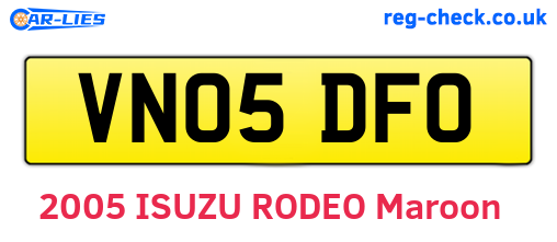 VN05DFO are the vehicle registration plates.