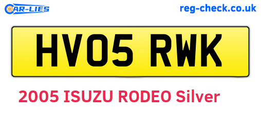 HV05RWK are the vehicle registration plates.