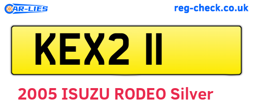 KEX211 are the vehicle registration plates.