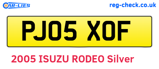 PJ05XOF are the vehicle registration plates.