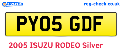 PY05GDF are the vehicle registration plates.