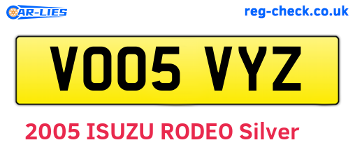 VO05VYZ are the vehicle registration plates.