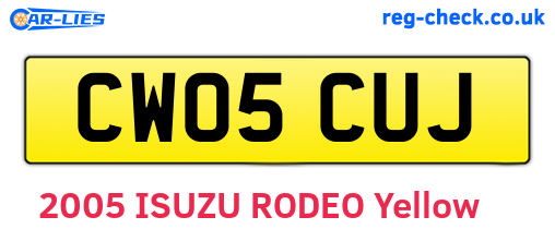 CW05CUJ are the vehicle registration plates.