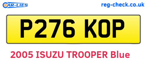 P276KOP are the vehicle registration plates.