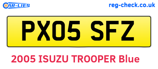 PX05SFZ are the vehicle registration plates.