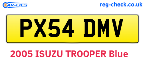 PX54DMV are the vehicle registration plates.