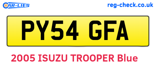 PY54GFA are the vehicle registration plates.