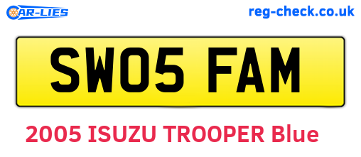 SW05FAM are the vehicle registration plates.