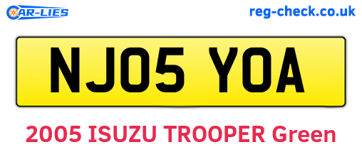 NJ05YOA are the vehicle registration plates.