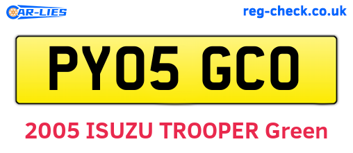 PY05GCO are the vehicle registration plates.
