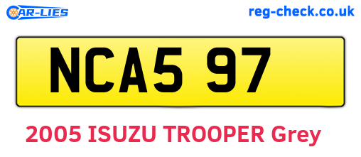 NCA597 are the vehicle registration plates.