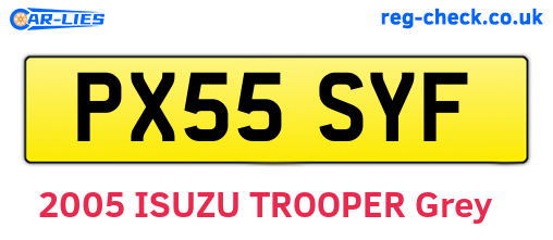 PX55SYF are the vehicle registration plates.