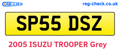 SP55DSZ are the vehicle registration plates.