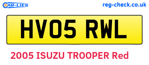 HV05RWL are the vehicle registration plates.