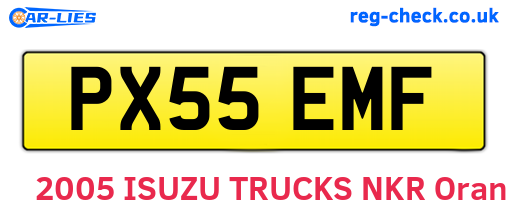PX55EMF are the vehicle registration plates.
