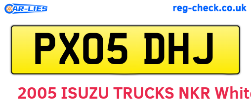 PX05DHJ are the vehicle registration plates.