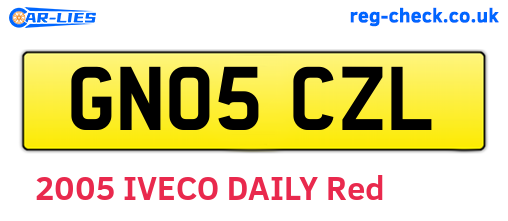 GN05CZL are the vehicle registration plates.