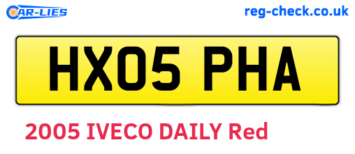 HX05PHA are the vehicle registration plates.