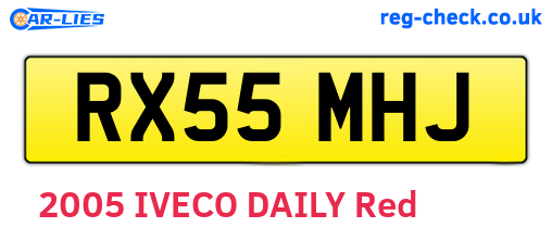 RX55MHJ are the vehicle registration plates.