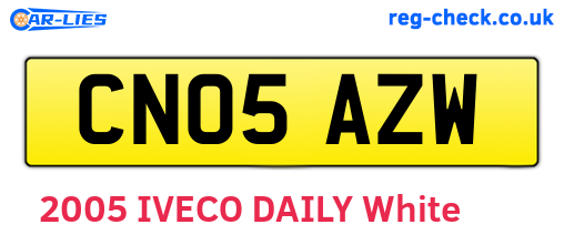 CN05AZW are the vehicle registration plates.