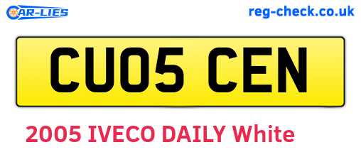 CU05CEN are the vehicle registration plates.