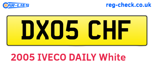 DX05CHF are the vehicle registration plates.