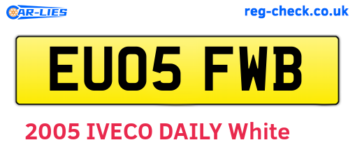 EU05FWB are the vehicle registration plates.