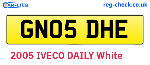 GN05DHE are the vehicle registration plates.