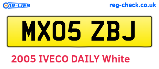 MX05ZBJ are the vehicle registration plates.
