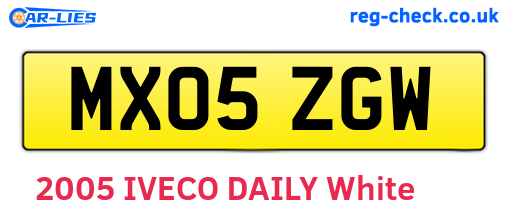 MX05ZGW are the vehicle registration plates.