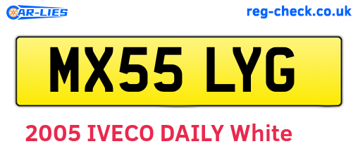 MX55LYG are the vehicle registration plates.