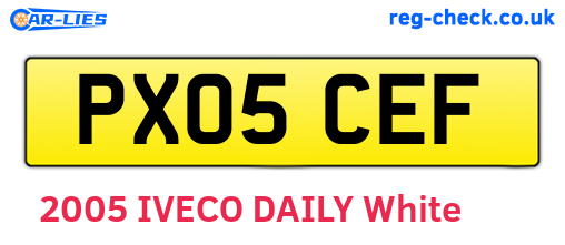 PX05CEF are the vehicle registration plates.