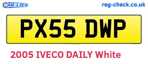 PX55DWP are the vehicle registration plates.