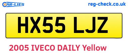 HX55LJZ are the vehicle registration plates.